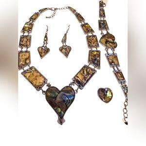 Elegant Abalone Heart Jewelry Set Vintage From JTV
